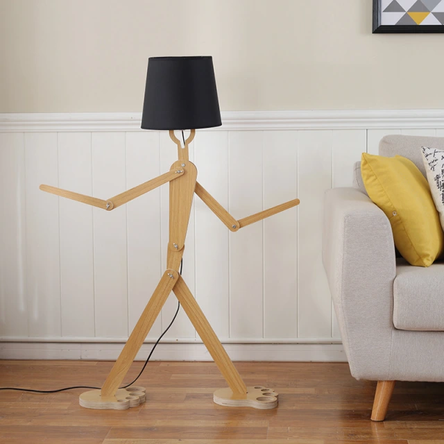 Puppet Shaped 1 Light Floor Lamp with Fabric Empire Shade in Nordic Style