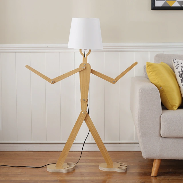 Puppet Shaped 1 Light Floor Lamp with Fabric Empire Shade in Nordic Style