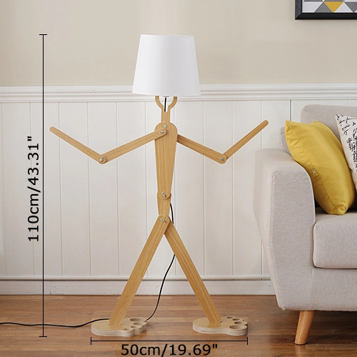 Puppet Shaped 1 Light Floor Lamp with Fabric Empire Shade in Nordic Style
