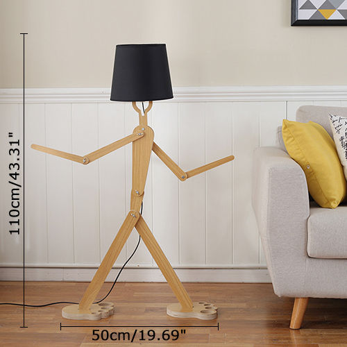 Puppet Shaped 1 Light Floor Lamp with Fabric Empire Shade in Nordic Style