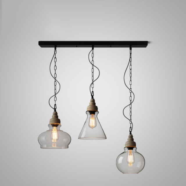 Modern Farmhouse 3-Light Glass Pendant Light for Bar and Kitchen