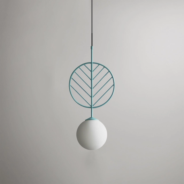 Unique Design 1 Light Leaf Metal Pendant with Globe Glass Shade Modern Style