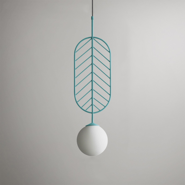 Unique Design 1 Light Leaf Metal Pendant with Globe Glass Shade Modern Style