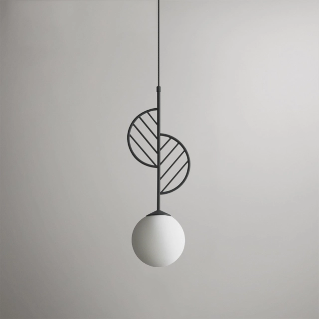 Unique Design 1 Light Leaf Metal Pendant with Globe Glass Shade Modern Style