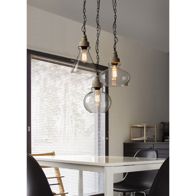 Modern Farmhouse 3-Light Glass Pendant Light for Bar and Kitchen