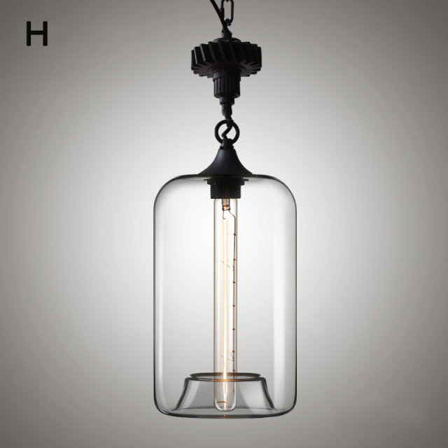 Contemporary Single Light Gear Glass Pendant Lighting