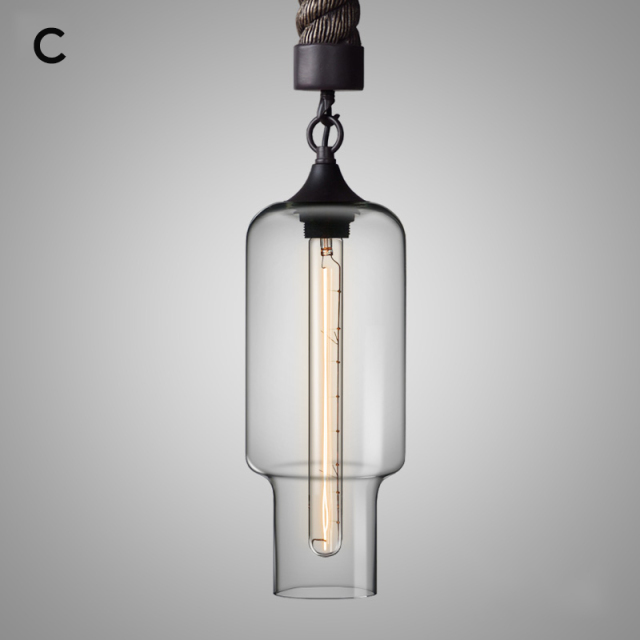 Modern Farmhouse 1 Light Rope Hanging Pendant with Glass Shade for Bar