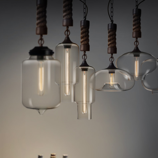 Modern Farmhouse 1 Light Rope Hanging Pendant with Glass Shade for Bar