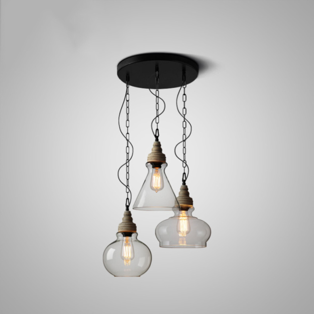 Modern Farmhouse 3-Light Glass Pendant Light for Bar and Kitchen