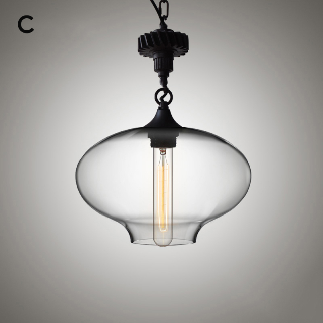 Contemporary Single Light Gear Glass Pendant Lighting