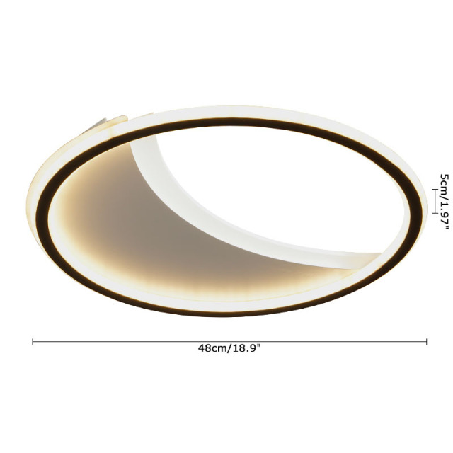 Modern Black Circular Flush Mount Ceiling Light, 62W