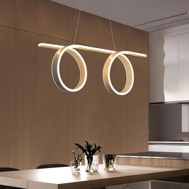 Modern Style Double Circular Curve LED Chandelier Energy Saving for Kitchen Island