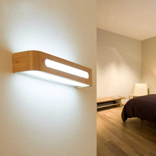 Wooden Linear LED Wall Light for Bedside Lighting Vanity Lighting