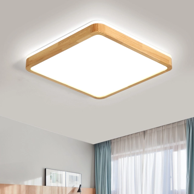 Contemporary Wooden Cubic LED Ceiling Light-Cool White,ROOMS