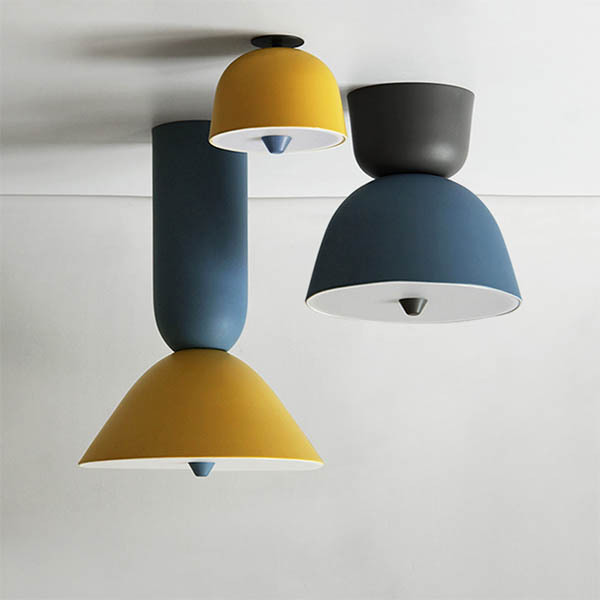 Scandinavian Matte Blue and Grey LED Semi-Flush Moun for Kid's room Playroom Foyer