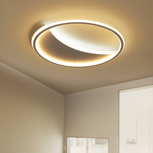 Modern Black Circular Flush Mount Ceiling Light, 62W