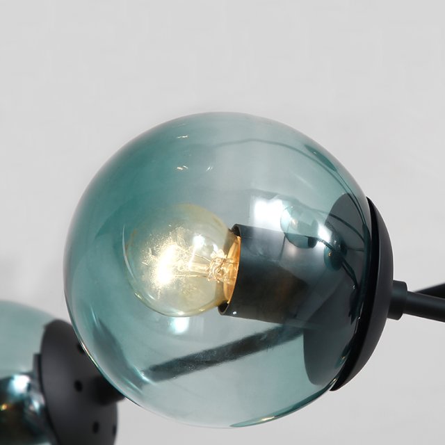 Modo 8 Light Branching Bubble Designer Modern Chandelier with Blue Glass Shade