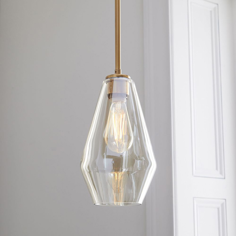 glass and brass pendant light