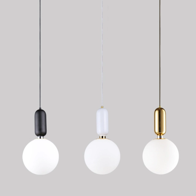 Modern 1 Light Drop Pendant Lamp in White/Black/Gold for Bar Coffee Shop Kitchen Island Bedside Lighting