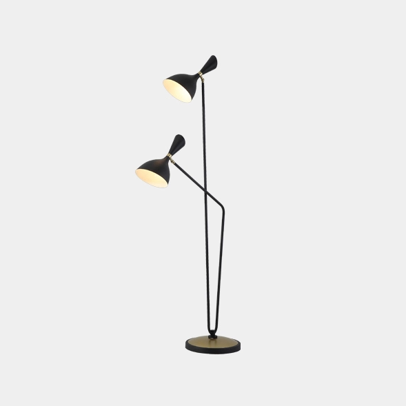 Modern Style 2 Light Dual-head Floor Lamp in Black