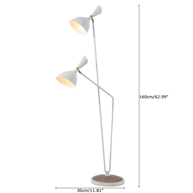 Modern Style 2 Light Dual-head Floor Lamp in Black