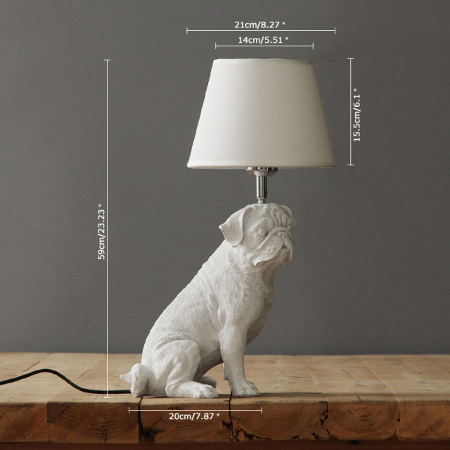 Boston Terrier Shaped 1 Light 13&quot;W Table Lamp with Fabric Shade in Black