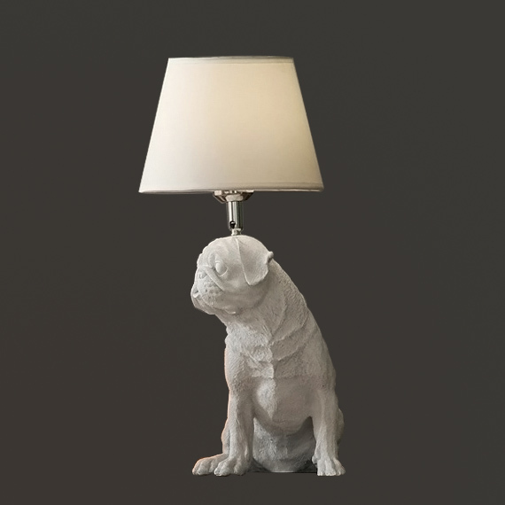 Boston Terrier Shaped 1 Light 13&quot;W Table Lamp with Fabric Shade in Black