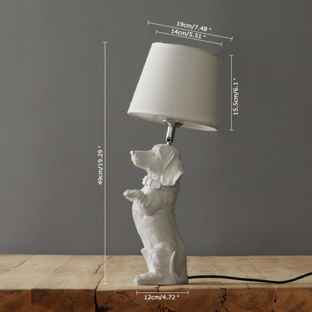 Boston Terrier Shaped 1 Light 13&quot;W Table Lamp with Fabric Shade in Black