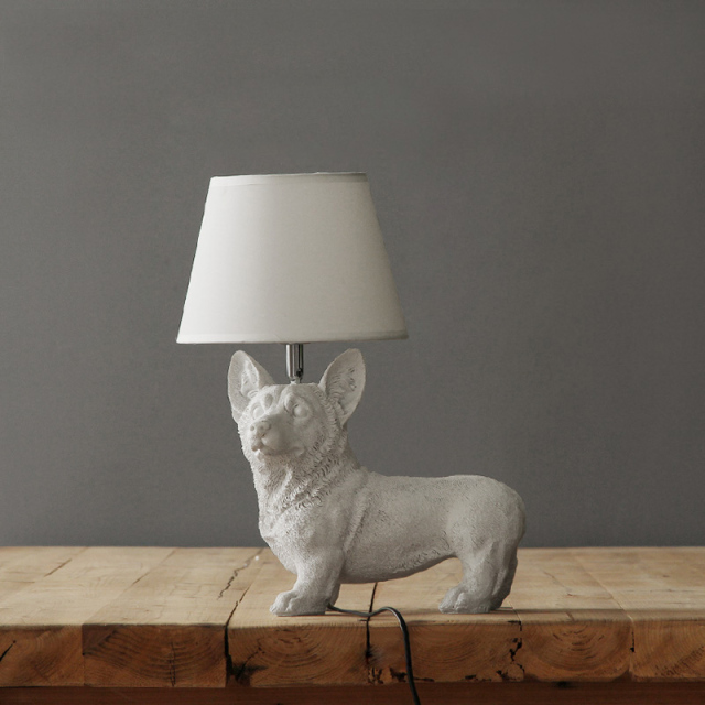 Boston Terrier Shaped 1 Light 13&quot;W Table Lamp with Fabric Shade in Black