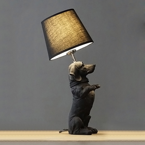 Boston Terrier Shaped 1 Light 13&quot;W Table Lamp with Fabric Shade in Black