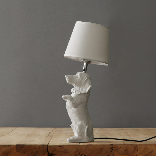 Boston Terrier Shaped 1 Light 13&quot;W Table Lamp with Fabric Shade in Black