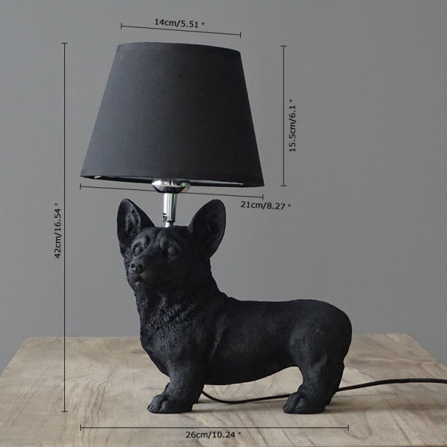 Boston Terrier Shaped 1 Light 13&quot;W Table Lamp with Fabric Shade in Black