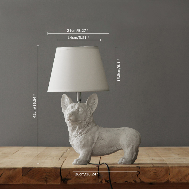 Boston Terrier Shaped 1 Light 13&quot;W Table Lamp with Fabric Shade in Black