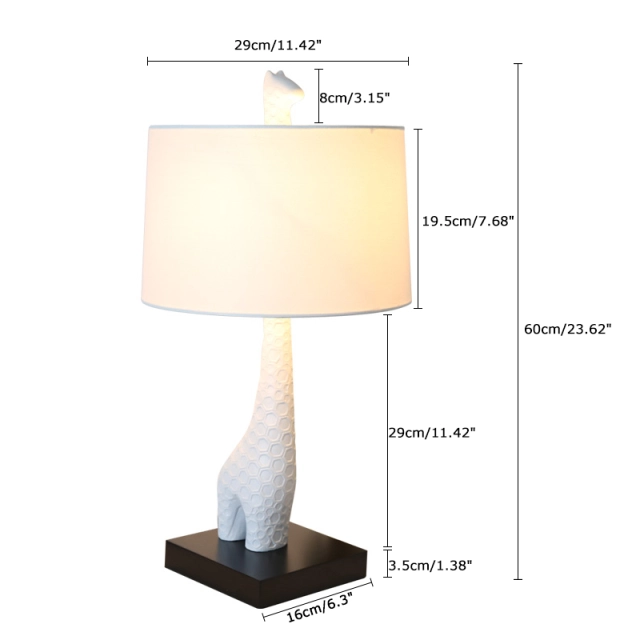 Modern Designer Lighting Giraffe Table Lamp in White