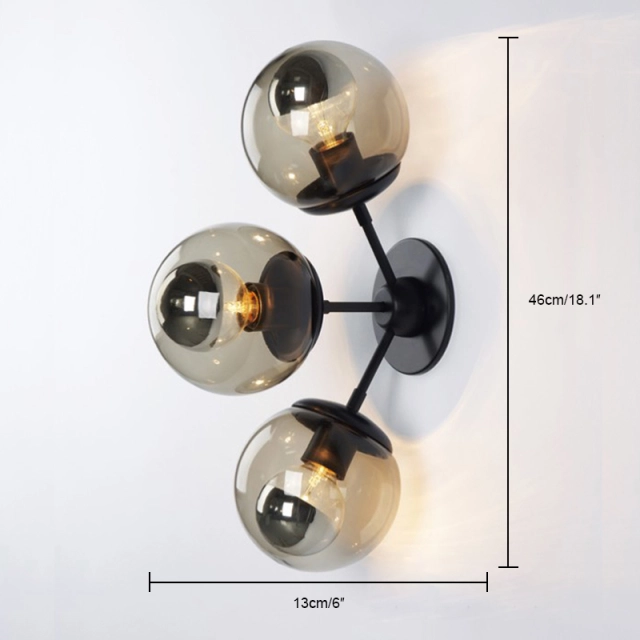 Contemporary Style Modo 2 Globes Wall Light in Black