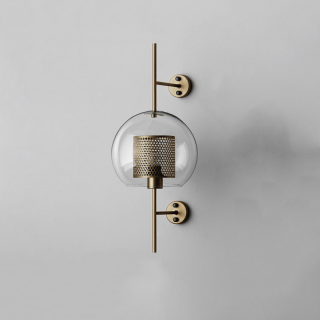 Modern 1 Light Globe Glass Wall Sconce in Brass for Hallway, Bedside, Bar or Bathroom Vanity Lighting