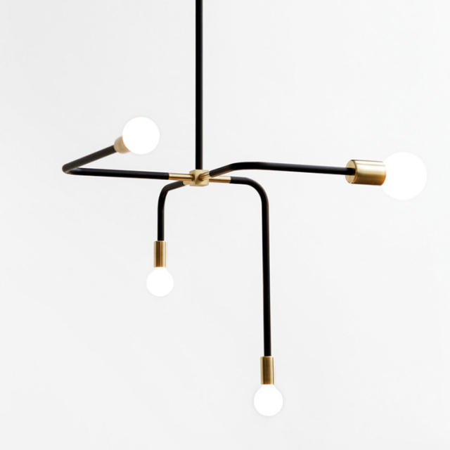 Mid Century Modern 4 Arms Dripping Suspension Chandelier in Brass/Black for Kitchen Island Foyer Staircase