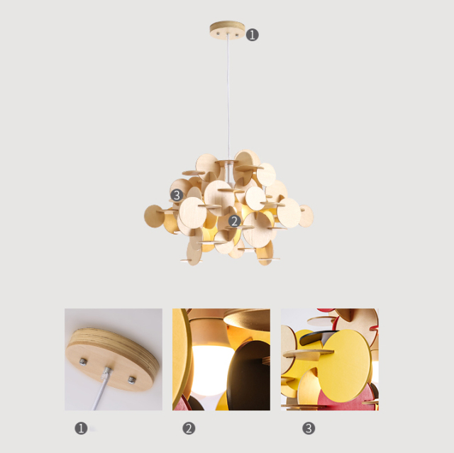 Modern Lighting Wood Blocks Pendant Light for Kid's Room Ligthing Playroom Chandelier