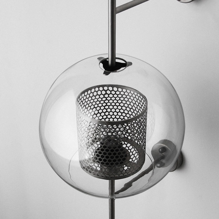 Modern 1 Light Globe Glass Wall Sconce in Brass for Hallway, Bedside, Bar or Bathroom Vanity Lighting