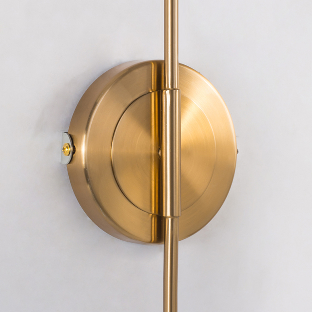 Modern 2 Light Wall Sconce in Brass with Mouth Blown Opaline Spheres