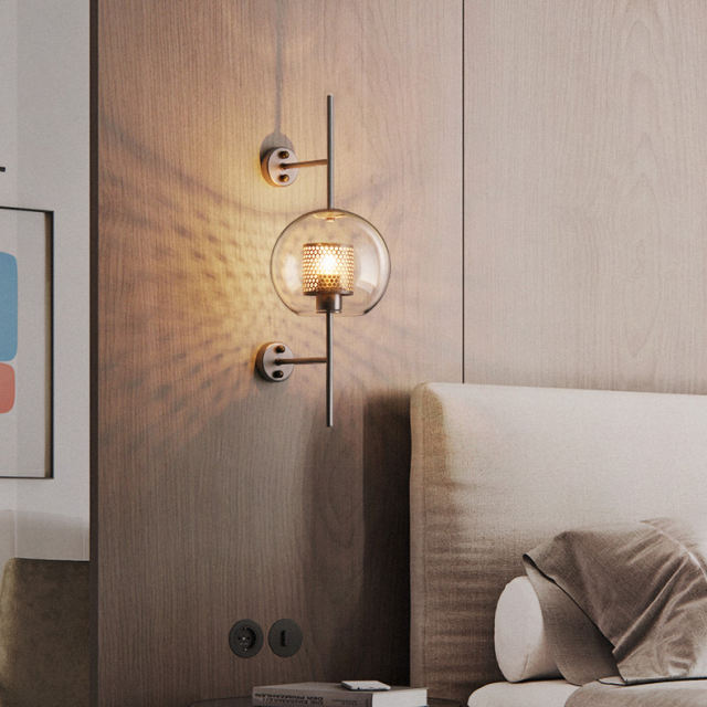 Modern 1 Light Globe Glass Wall Sconce in Brass for Hallway, Bedside, Bar or Bathroom Vanity Lighting
