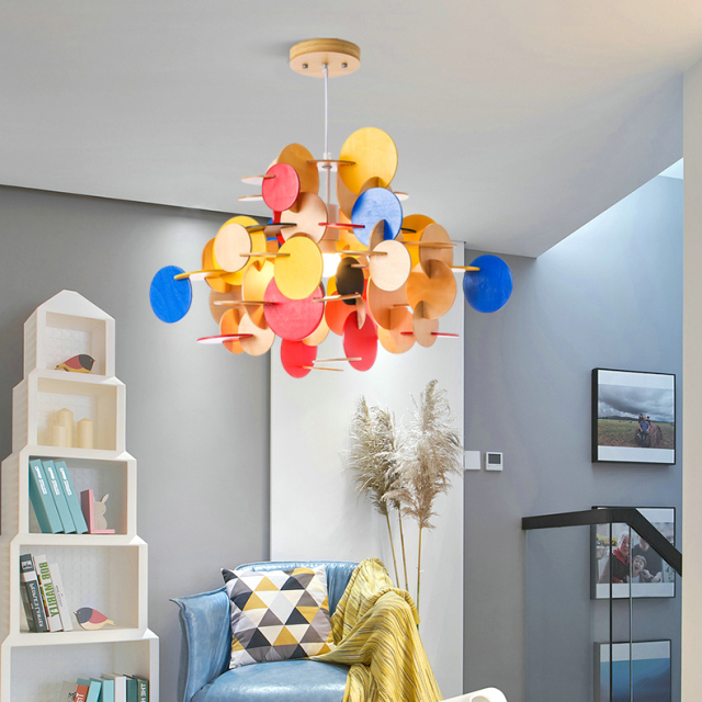 Modern Lighting Wood Blocks Pendant Light for Kid's Room Ligthing Playroom Chandelier