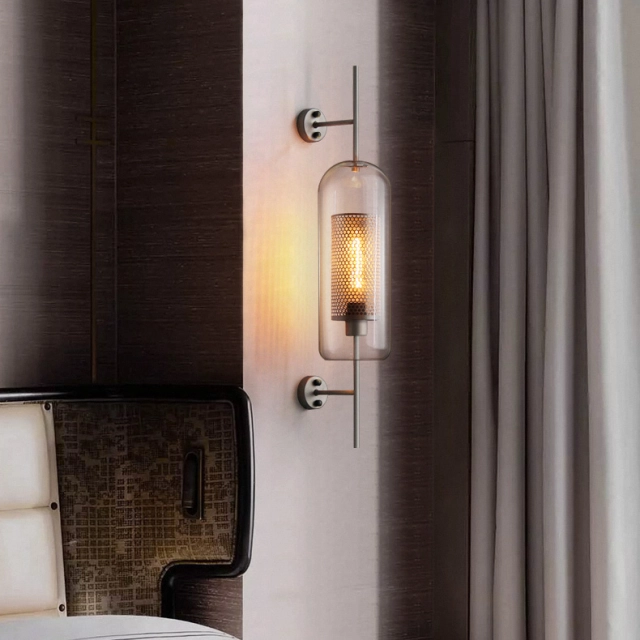 Modern 1 Light Glass Wall Sconce in Brass for Bathroom, Bedside or Bar Lighting