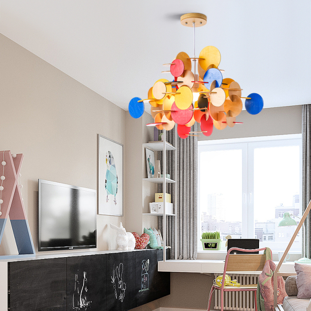 Modern Lighting Wood Blocks Pendant Light for Kid's Room Ligthing Playroom Chandelier