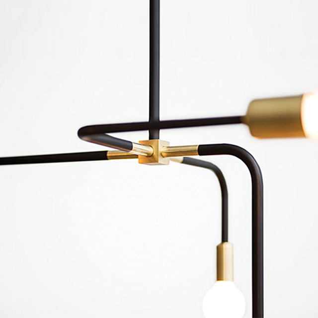 Mid Century Modern 4 Arms Dripping Suspension Chandelier in Brass/Black for Kitchen Island Foyer Staircase