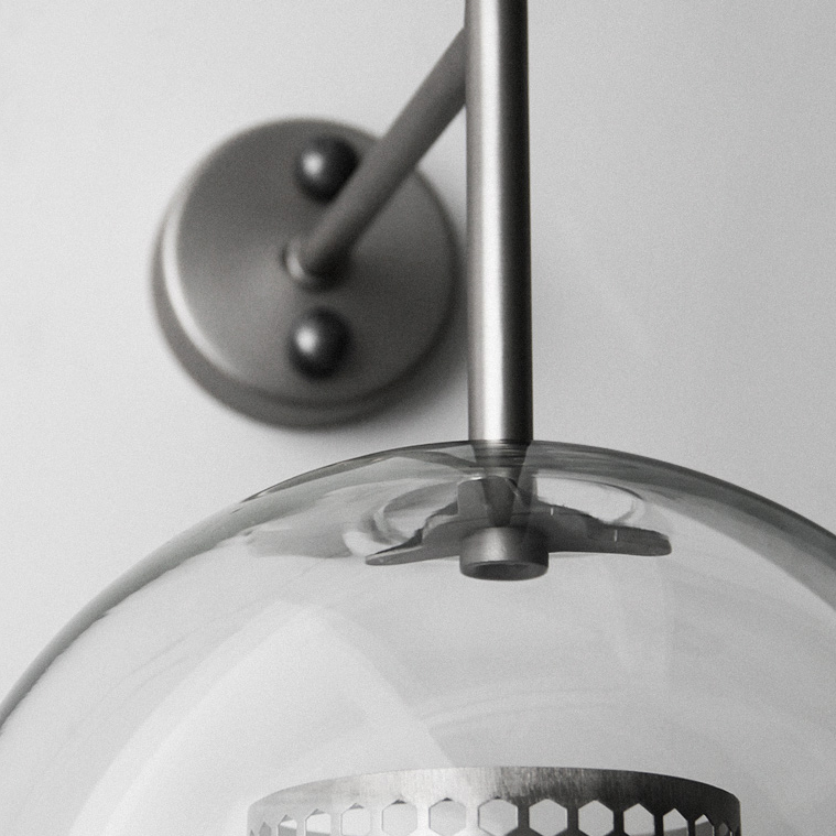 Modern 1 Light Globe Glass Wall Sconce in Brass for Hallway, Bedside, Bar or Bathroom Vanity Lighting