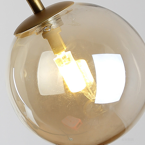 Modern Style 2 Light Wall Sconce in Brass with Hand-blown Glass