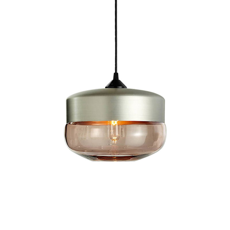 Mid Century Modern Cylinder Pendant Light 1 Light with Hand Blown Glass ...