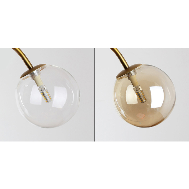 Modern Style 2 Light Wall Sconce in Brass with Hand-blown Glass