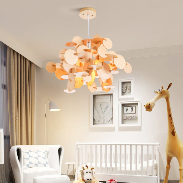 Modern Lighting Wood Blocks Pendant Light for Kid's Room Ligthing Playroom Chandelier